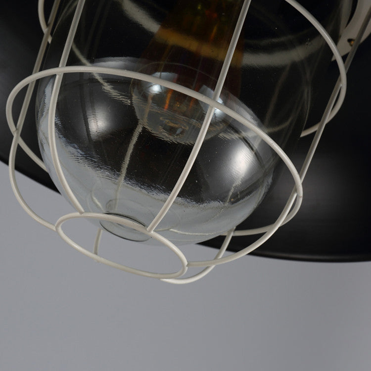 Lustre suspendu à 1 lumière en fer avec couvercle rond colonial traditionnel pour salon 