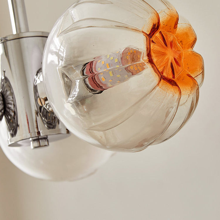 Zeitgenössischer Vintage Bud Metall Glas 3/4 Licht Kronleuchter für Wohnzimmer 