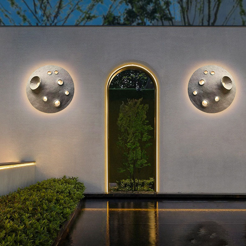 Contemporary Creative Waterproof Lunar Concrete LED Wall Sconce Lamp For Garden