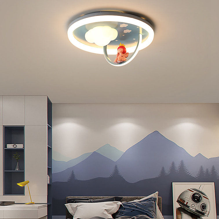 Contemporary Creative Resin Kids Cartoon LED Flush Mount Ceiling Light For Bedroom