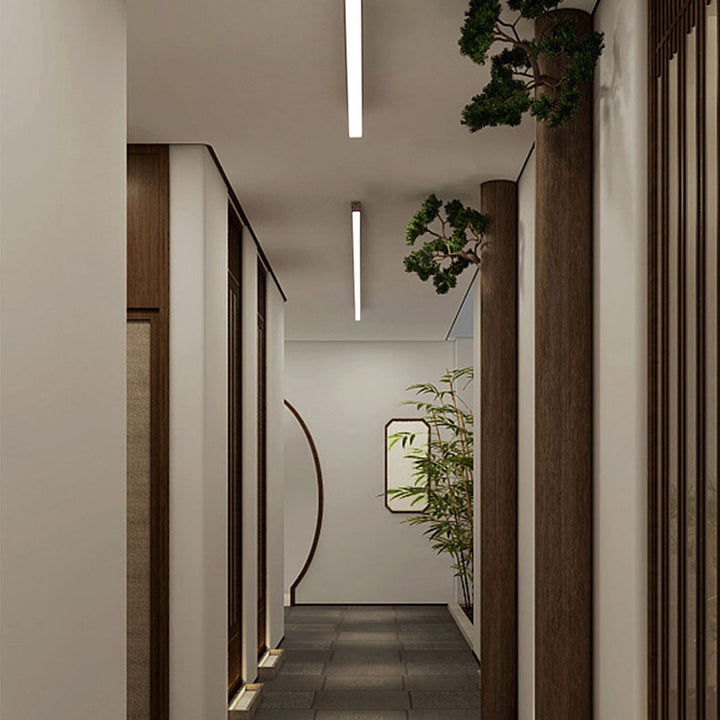Moderne minimalistische Holzmaserung Aluminiumstreifen LED-Deckenleuchte 