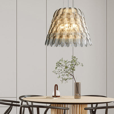 Modern Art Deco Imitation Feather Tiered Acrylic Shade 1/5-Light Pendant Light For Bedroom