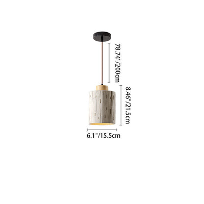 Modern Minimalist Cylinder High Mixed Clay 1-Light Pendant Light For Living Room