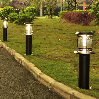 Solar Waterproof Cylindrical Stainless Steel Acrylic LED Lawn Outdoor Landscape Light