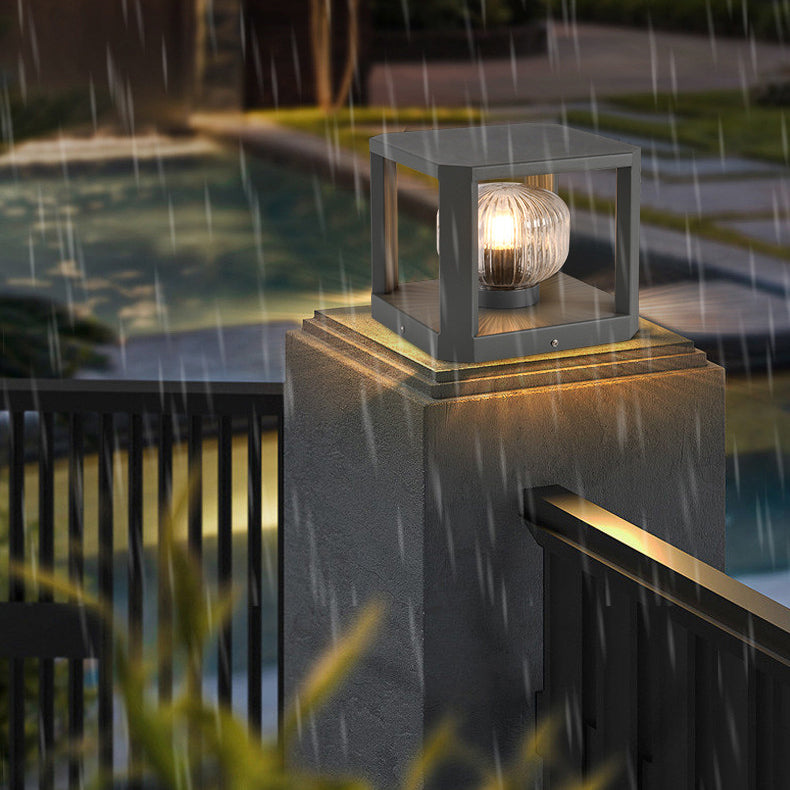 Modern Simplicity Solar étanche en acier inoxydable aluminium verre cube boule 1-lumière éclairage paysager lumière extérieure pour patio extérieur 