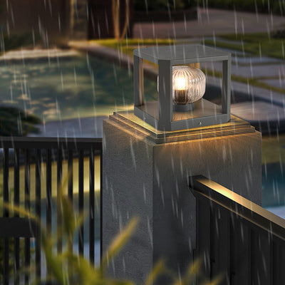 Modern Simplicity Solar étanche en acier inoxydable aluminium verre cube boule 1-lumière éclairage paysager lumière extérieure pour patio extérieur 