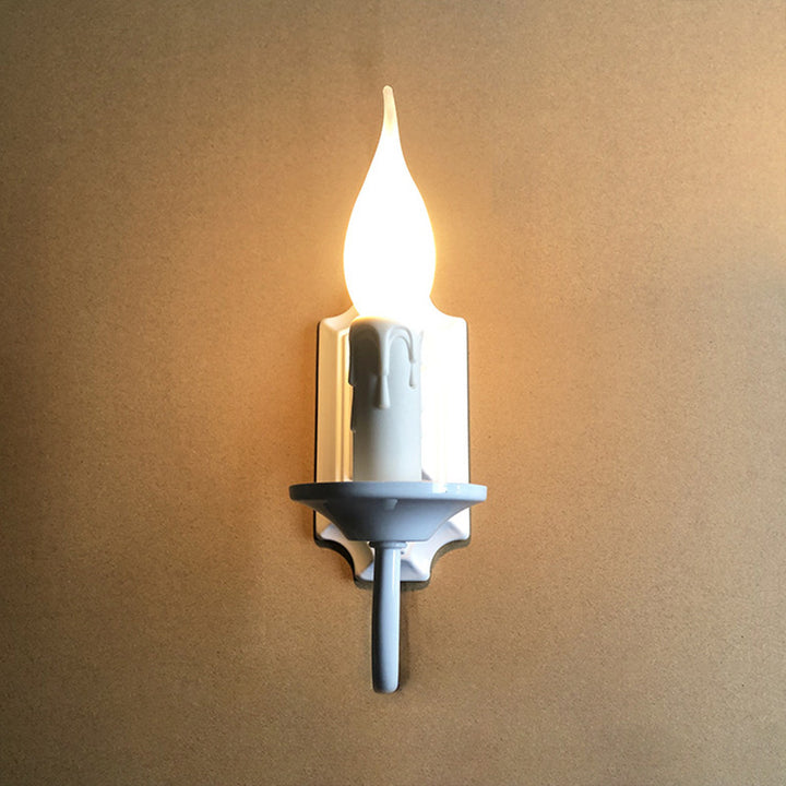 Traditional Rustic Iron Candlestick Holder 1-Light Wall Sconce Lamp For Hallway
