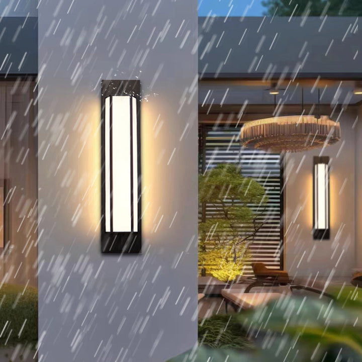 Modern Minimalist Long Square PMMA Stainless Steel LED Outdoor Wall Sconce Lamp For Garden