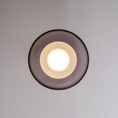 Contemporary Scandinavian Round Hardware Glass LED Semi-Flush Mount Ceiling Light For Living Room