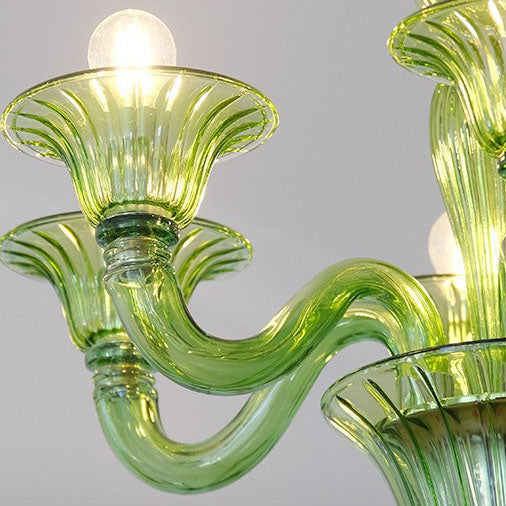 Diseño de candelabro de vidrio francés tradicional de hierro con 6 luces para sala de estar 