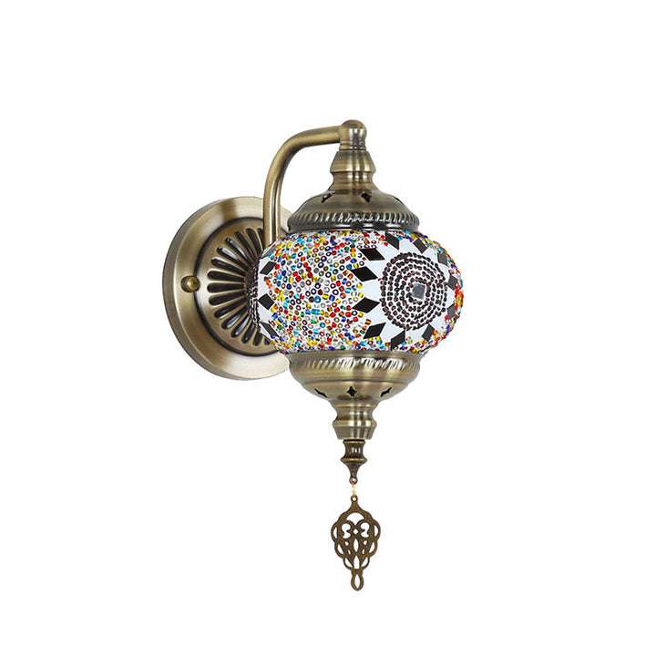 Applique Murale Globe en Mosaïque de Verre et Fer Rétro Contemporain à 1 Lumière Pour Couloir 