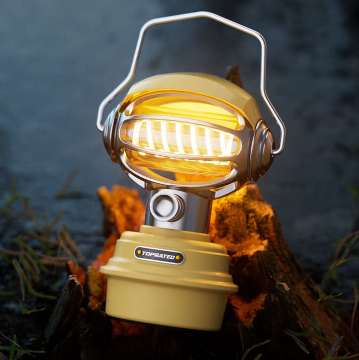 Tragbare Outdoor-Edelstahl-drehbare Lampenschirm LED-wiederaufladbare Campinglampe 