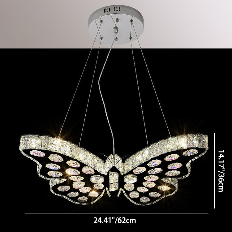 Modern Art Deco Butterfly Crystal Hardware LED Chandelier For Living Room