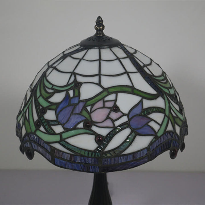 Lámpara de Mesa de 1 Luz con Cúpula de Resina de Vidrio Tiffany Tulip Vintage 