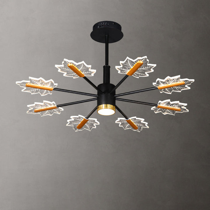 Lustre LED en fer acrylique à feuilles d&