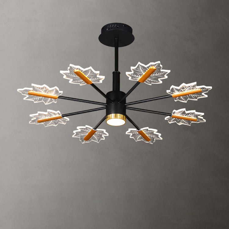 Lustre LED en fer acrylique à feuilles d&