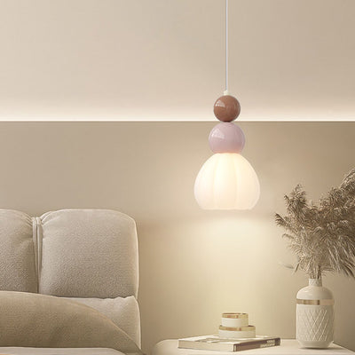 Moderne minimalistische runde Kürbisblatt-Hardware-Glas-1-Licht-Pendelleuchte für das Schlafzimmer 