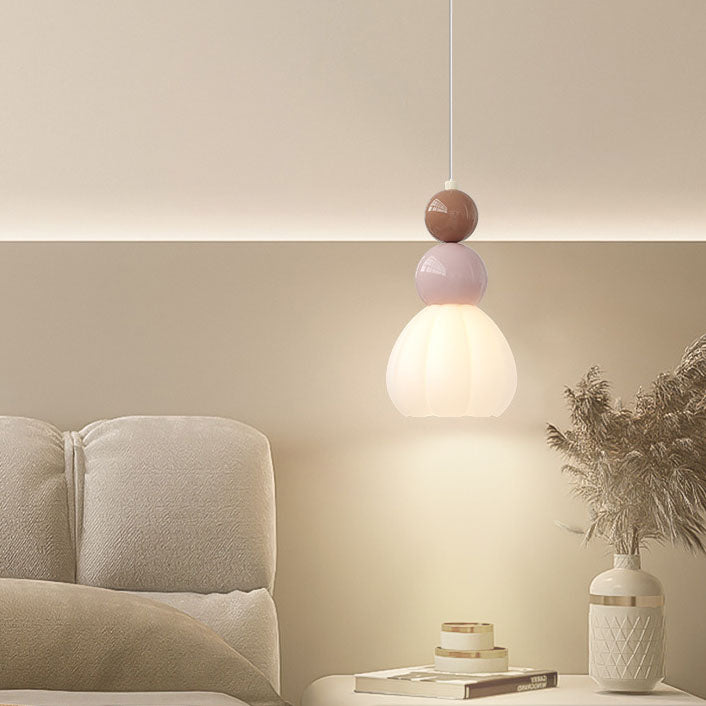 Moderne minimalistische runde Kürbisblatt-Hardware-Glas-1-Licht-Pendelleuchte für das Schlafzimmer 
