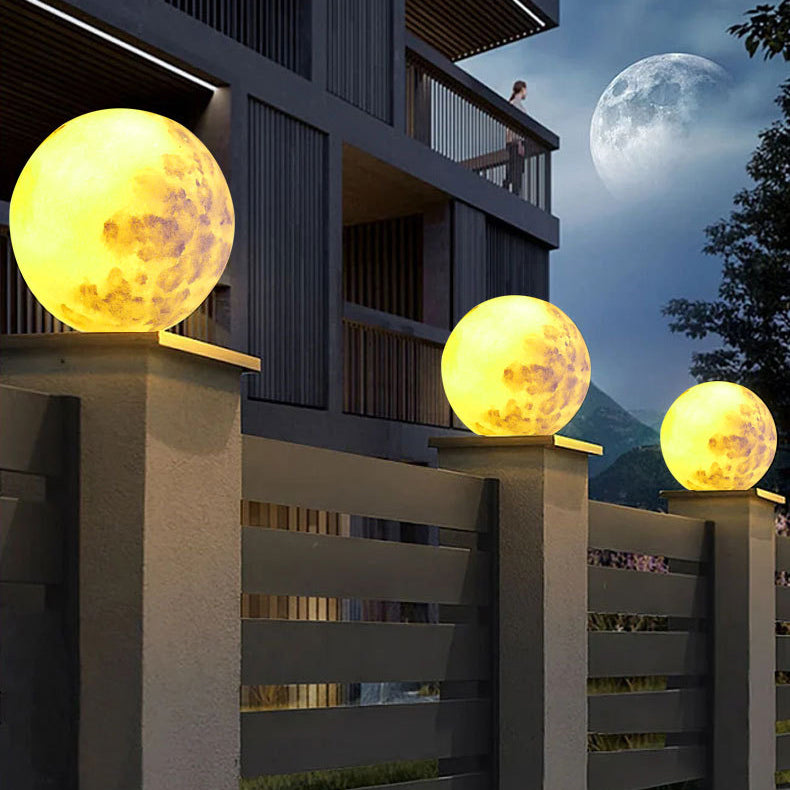 Zeitgenössische kreative Mond Harz 1-Licht Außenlandschaft Licht für Garten 