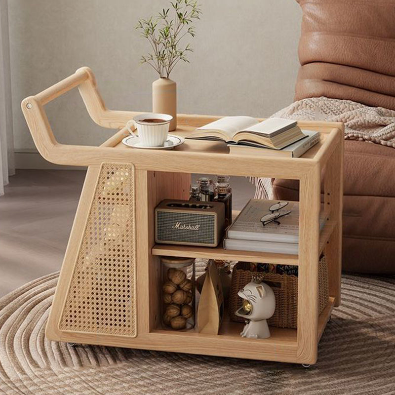 Zeitgenössischer Retro Massivholz Beweglicher Multifunktionaler Lagerung Beistelltisch 3-stufig Für Wohnzimmer 