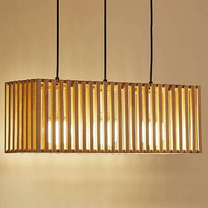 Lustre rectangulaire traditionnel en bois massif 1/3 lumières pour salon 