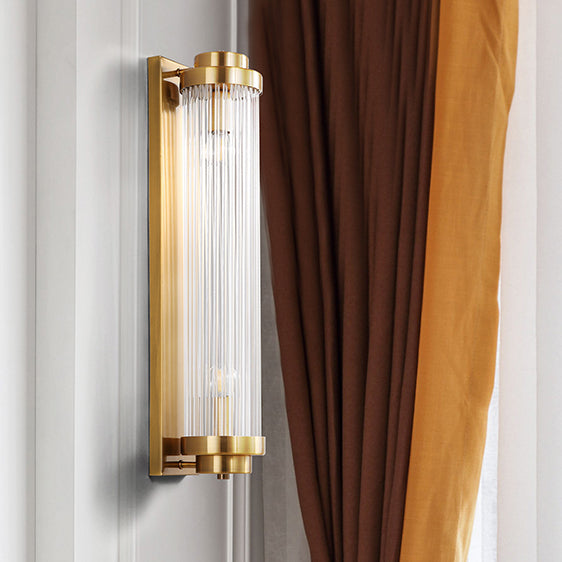 Cilindro de Vidrio de Hierro Tradicional Europeo Aplique de Pared de 2 Luces para Sala de Estar 