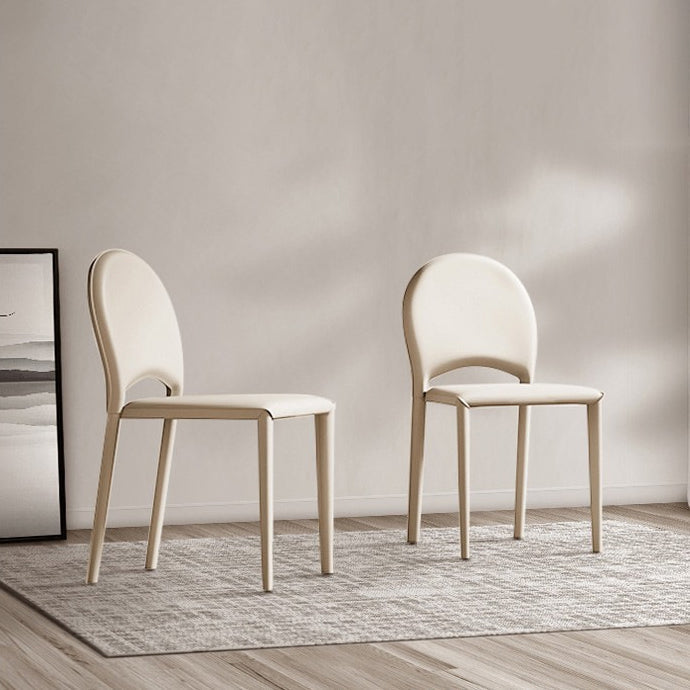 Modern Minimalist Saddle-Style Faux Leather Carbon Steel Sponge Square Elliptical Dining Chair Backrest For Dining Room
