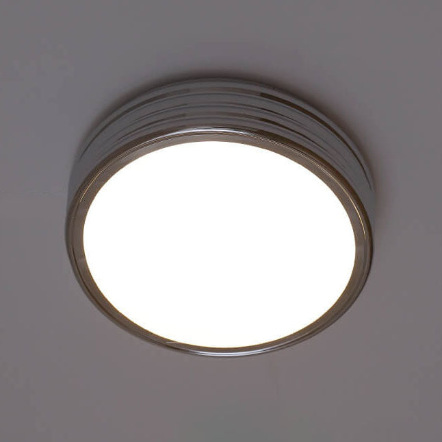 Contemporary Industrial Chrome Iron Acrylic Multi-Layer Drum LED Flush Mount Ceiling Light For Hallway
