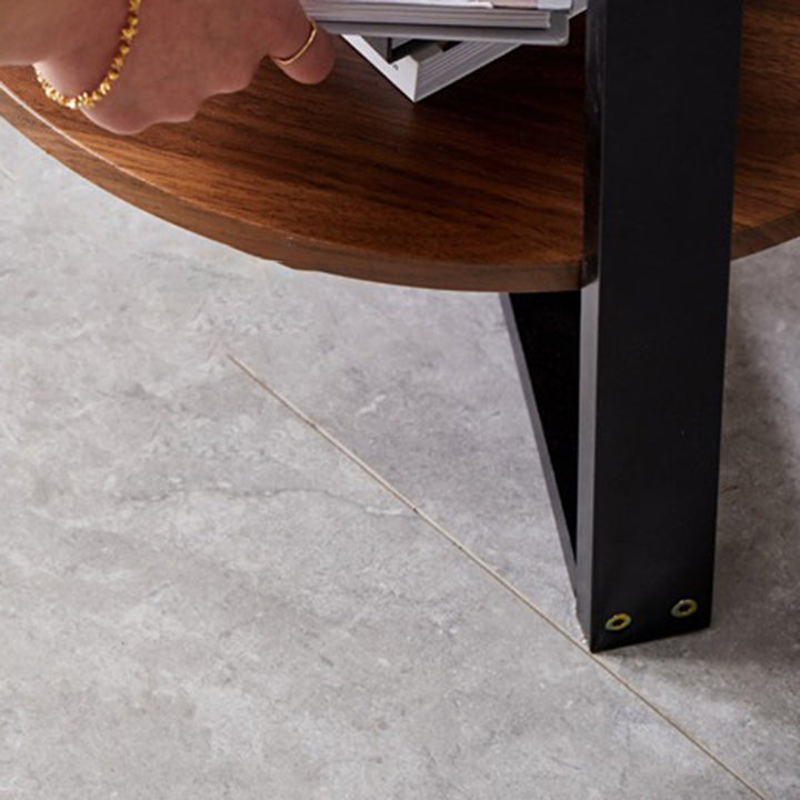 Contemporary Scandinavian Round MDF Iron End Table 2-Tier For Living Room
