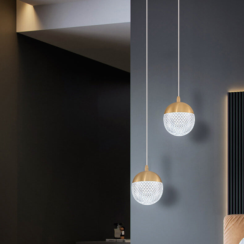 Moderne Luxus Hängeleuchte aus Vollkupfer Glas Zylinder Sphärische Diamant LED 