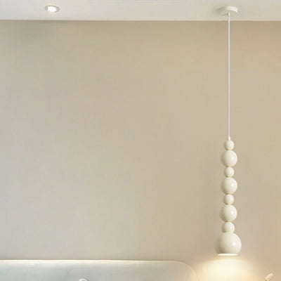 Zeitgenössische nordische cremeweiße Kürbis-Pendelleuchte mit 1 Licht für das Wohnzimmer 