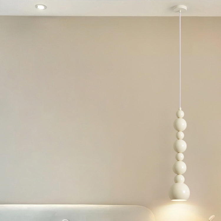 Zeitgenössische nordische cremeweiße Kürbis-Pendelleuchte mit 1 Licht für das Wohnzimmer 