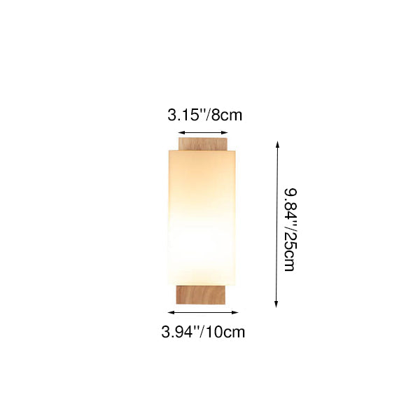 Modern Minimalist Solid Wood Square Glass Column 1-Light Wall Sconce Lamp