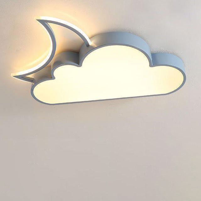 Plafonnier LED en nuage et lune en acrylique fer pour chambre d&