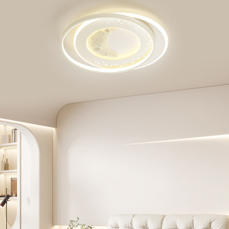 Modern Minimalist Irregular Shape Moon Iron Acrylic LED Flush Mount Ceiling Light For Living Room