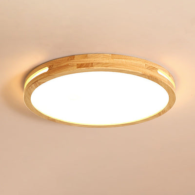 Moderne unbedeutende runde hölzerne Acryl-LED-Unterputz-Deckenleuchte für Schlafzimmer 