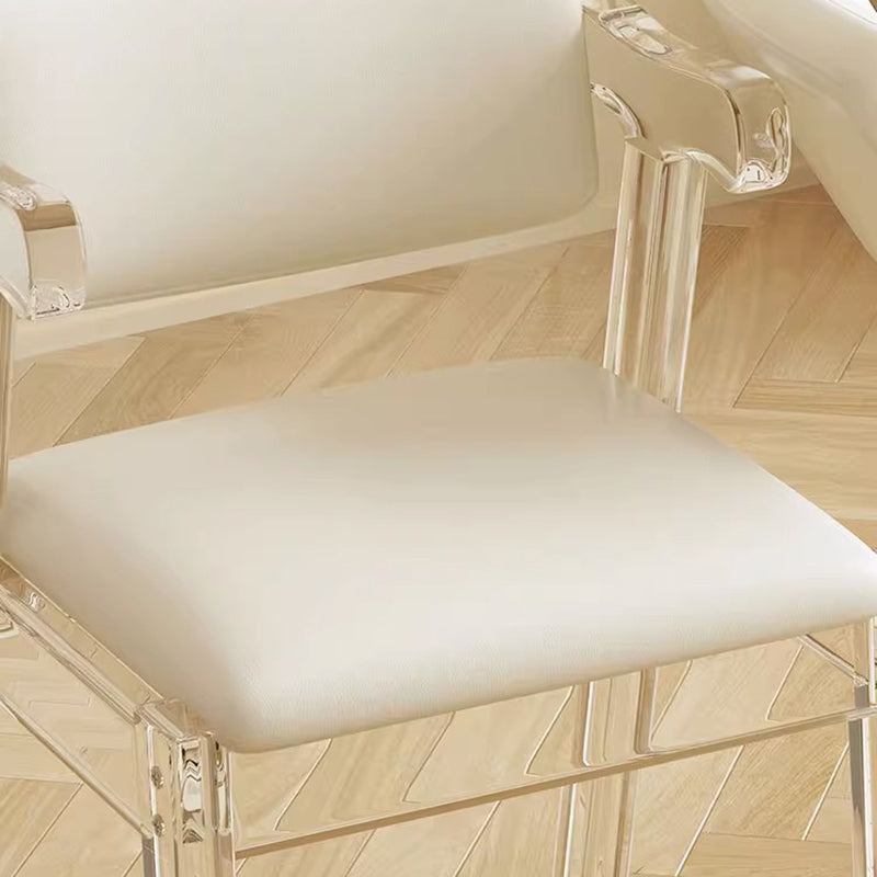 Modern Minimalist Square Microfiber Leather Acrylic Vanity Stool Backrest For Bedroom
