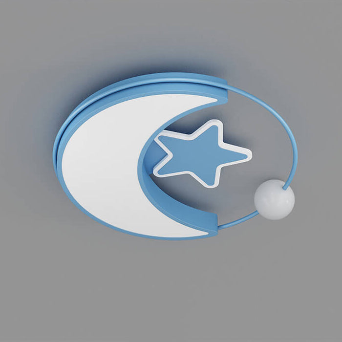 Zeitgenössische kreative Mond-Stern-Eisen-Acryl-LED-Deckenleuchte für das Schlafzimmer 