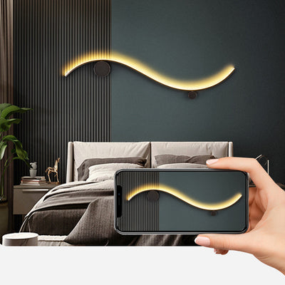 Modern Minimalist Copper Silicone Line Wave Circle LED Wall Sconce Lamp For Hallway