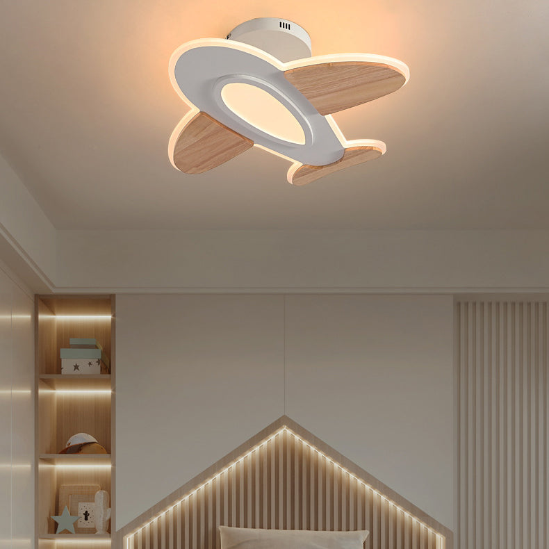 Luz de techo semiempotrada LED de hierro acrílico con forma de avión Art Deco moderno para sala de estar 