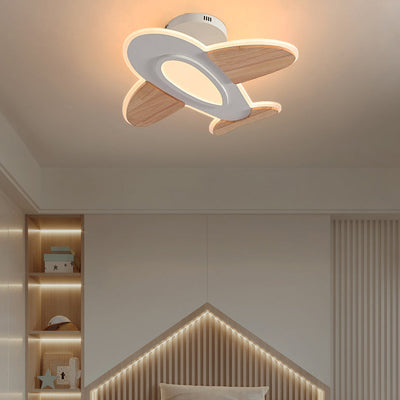 Modern Art Deco Airplane Shaped Acrylic Iron LED Semi-Flush Mount Ceiling Light For Living Room
