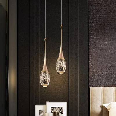 Lustre LED en cristal goutte d'eau en aluminium contemporain de luxe pour salon 