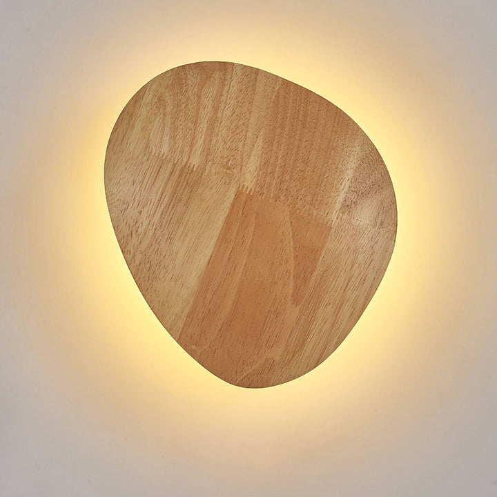 Lámpara de pared LED de madera ovalada irregular redonda minimalista moderna para sala de estar 