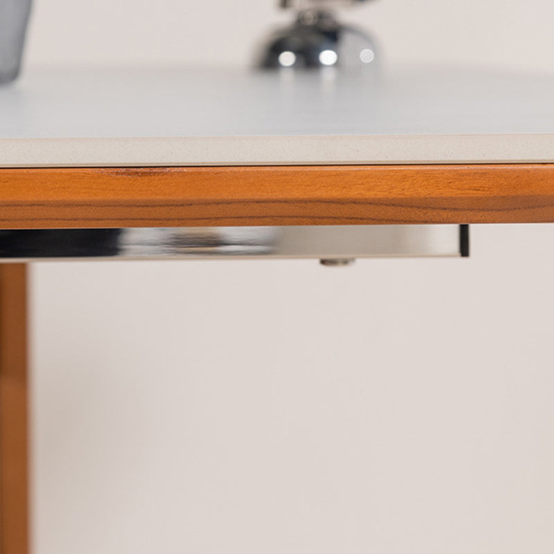 Table de salle à manger rectangulaire contemporaine rétro avec pieds incurvés en ardoise, bois et fer pour 4 places 