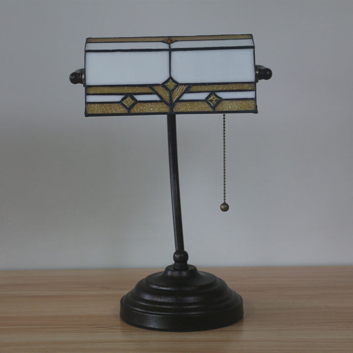 Lámpara de Mesa de Vidrio Tiffany Vintage de Plaid Trapezoidal con 1 Luz 