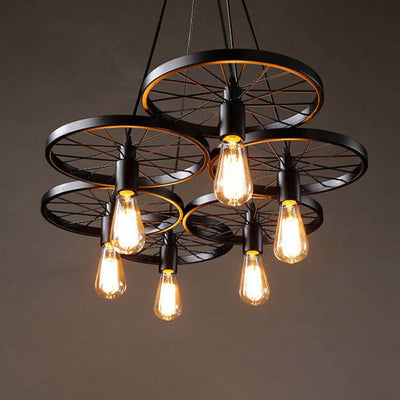 Industrial Creative Personality Wrought Iron Wheels 1/3/6-Light Chandelier