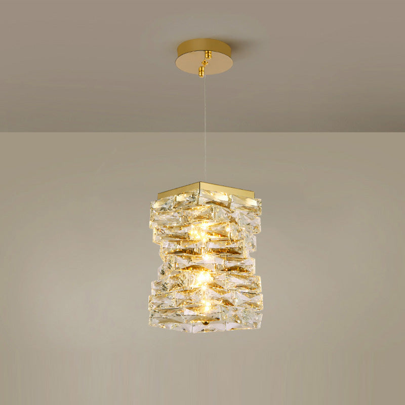 Moderne Luxus Edelstahl Kristall Unregelmäßige Spalte LED Pendelleuchte Für Wohnzimmer 