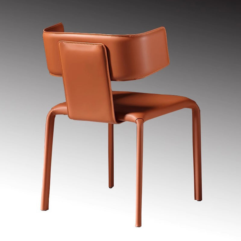 Silla de comedor contemporánea de lujo cuadrada con respaldo, en cuero de microfibra, metal y estructura de madera contrachapada, para comedor 