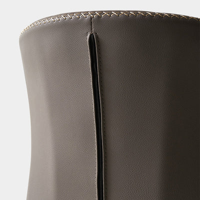 Chaise de salle à manger avec dossier en bois à peau de microfibre minimaliste moderne en acier au carbone et éponge avec arc carré 