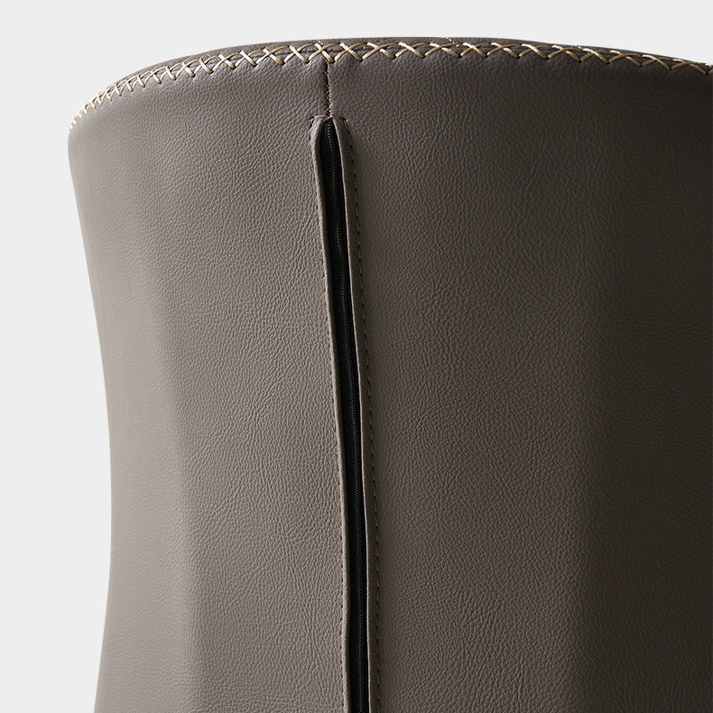 Chaise de salle à manger avec dossier en bois à peau de microfibre minimaliste moderne en acier au carbone et éponge avec arc carré 